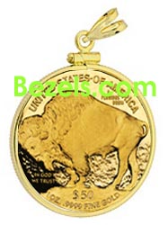 SKU #63617 14K White Gold Screw-Top Rope Polished Coin Bezel 22 mm 
